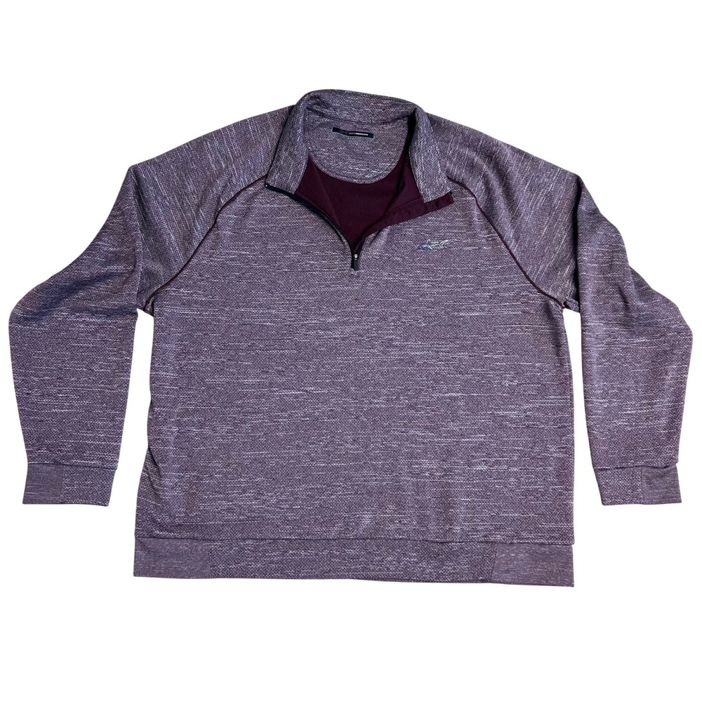 Greg Norman Mens XL Golf Sweater Burgundy Heathered Quarter Zip Pullover